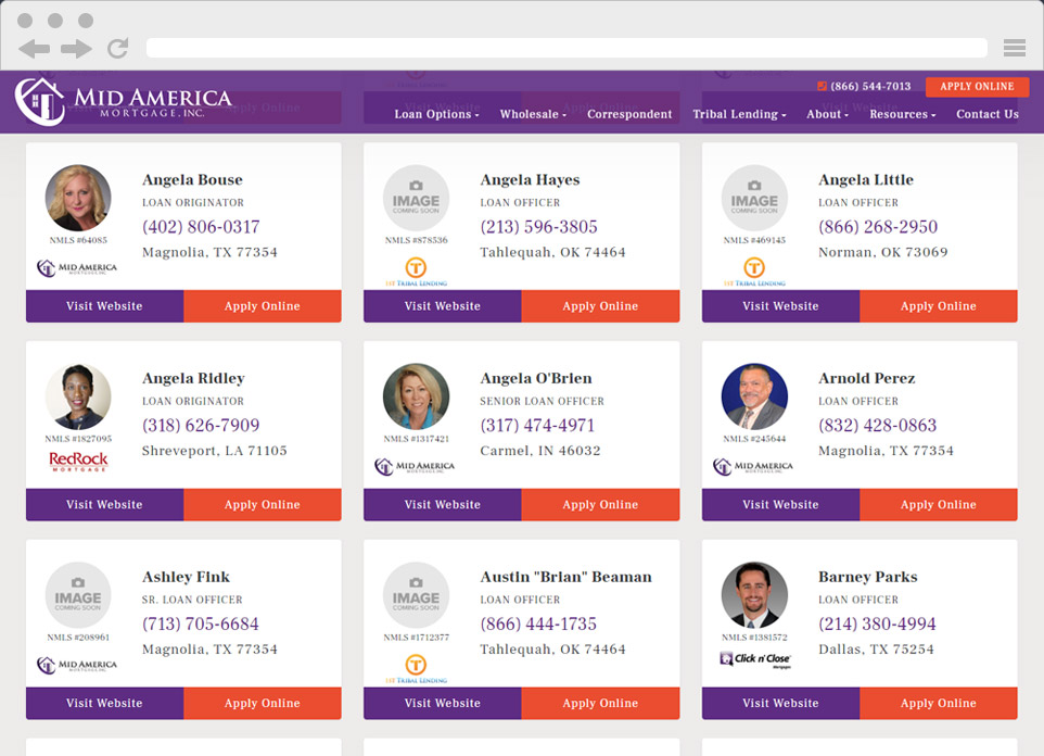 Real Time Loan Officer Website Search